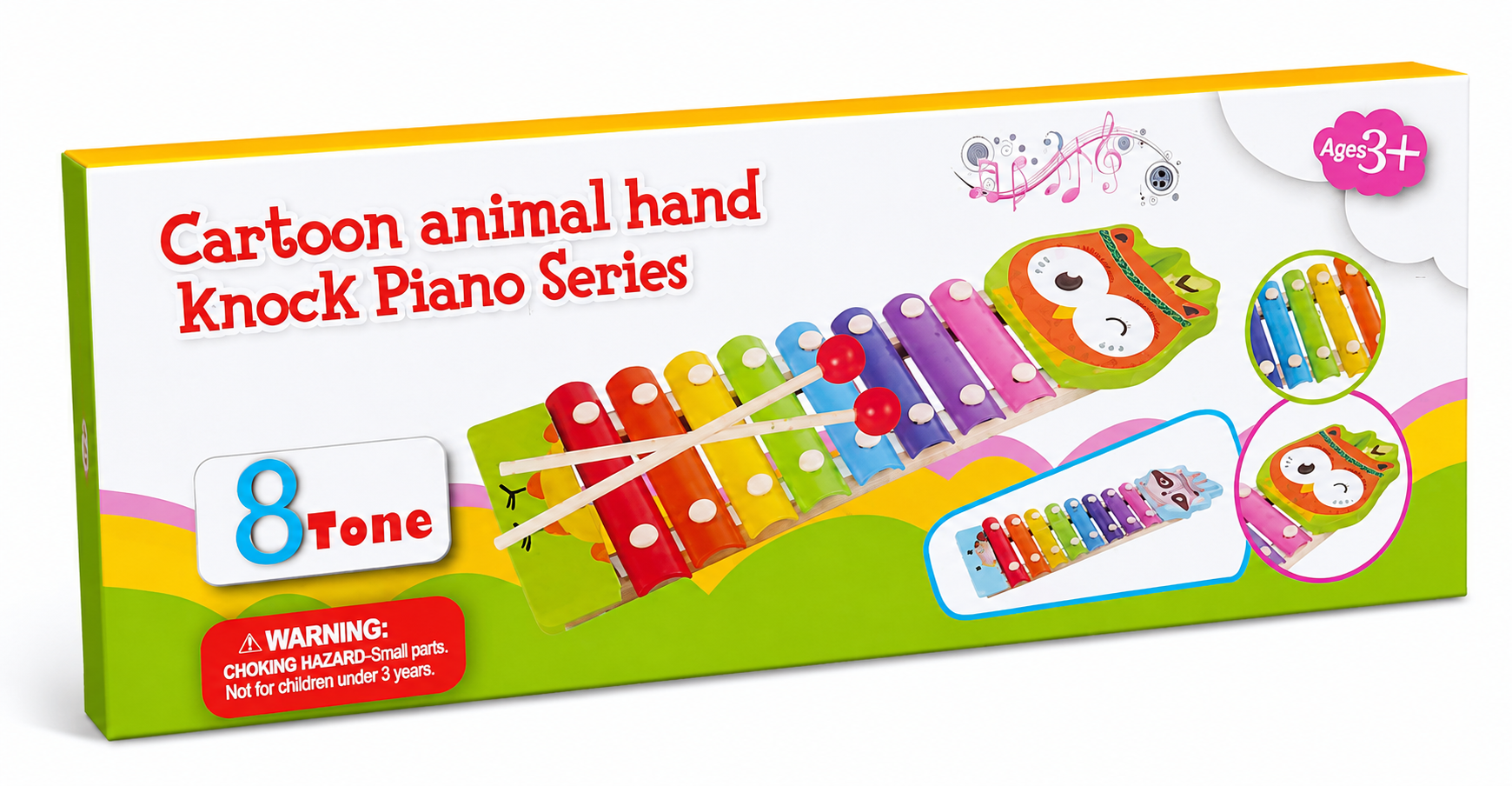 file_00000000a6f471f49758e46ef9a2a665 Cartoon Animal Hand Knock Piano Series 8 Tone Wooden Xylophone - Image 1