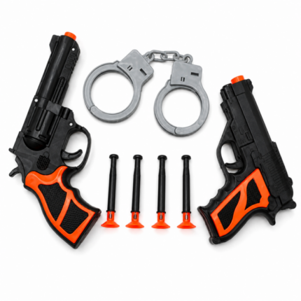 Police Role Pretend Play CBC Toy Gun With Arrows And Handcuffs