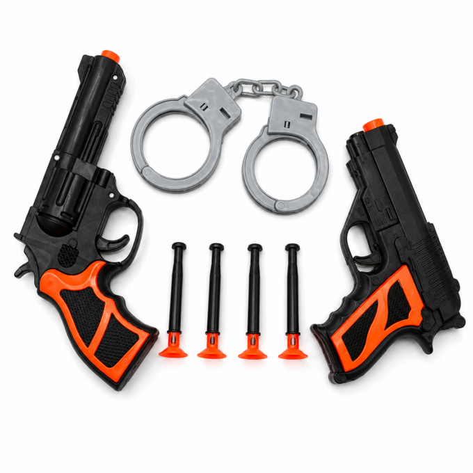 Police Role Pretend Play CBC Toy Gun With Arrows And Handcuffs Police Role Pretend Play CBC Toy Gun With Arrows And Handcuffs