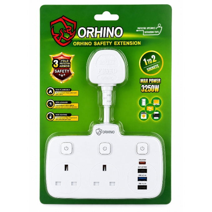 PhotoGrid_Plus_1783789560405 ORHINO 3 USB and 1 Type C Safety Extension Cable - Image 1