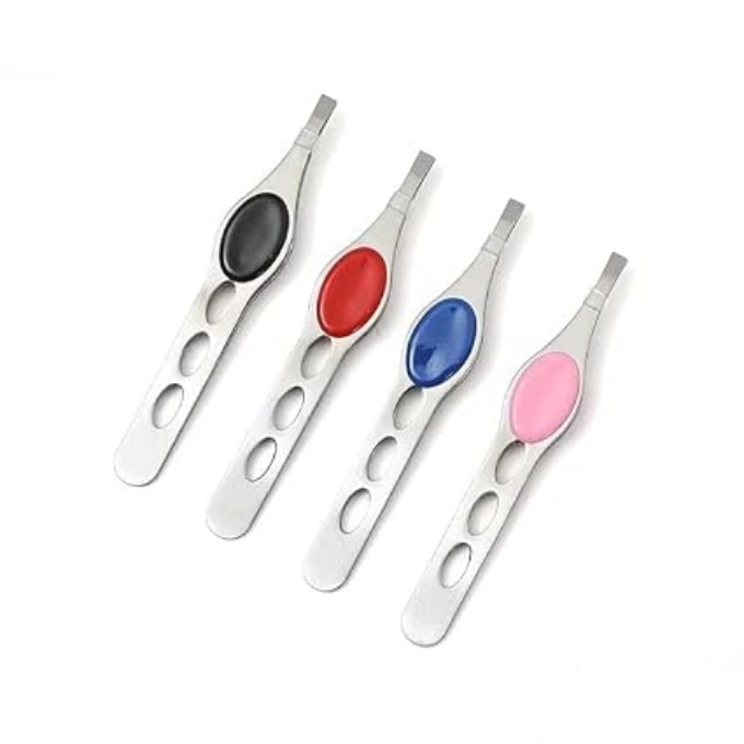 PhotoGrid_Plus_1784046057404 Stainless Steel Eyebrow Tweezer Hair Removal Flat Tweezer - Image 1
