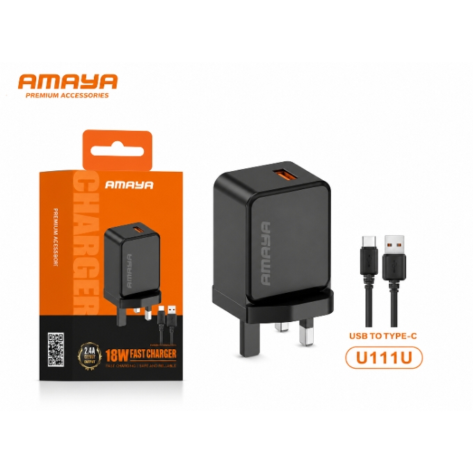 PhotoGrid_Plus_1784565391065 AMAYA 18W Fast Charger with USB to Type-C Cable (Model U111U) - Image 1