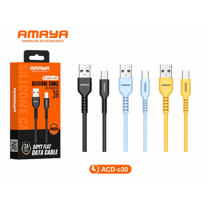 PhotoGrid_Plus_1784565904808 AMAYA ACD-C30 Silicone Fast Charging 3A Soft Flat Data Cable - Image 1