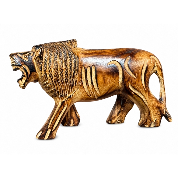 PhotoGrid_Plus_1784876934474 Elegant Hand-carved wooden lion sculpture statue - Image 1