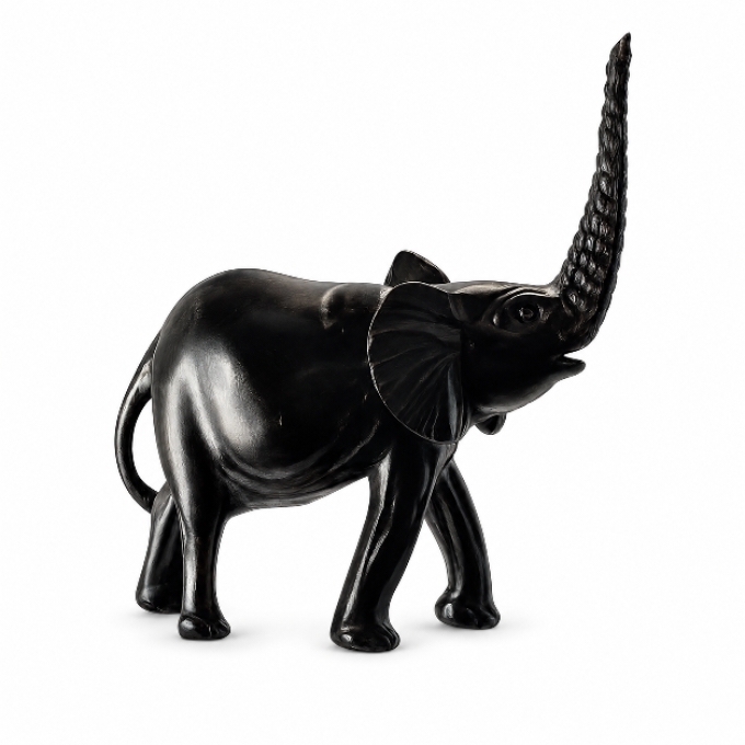 PhotoGrid_Plus_1784882412123 Elegant Hand-carved wooden elephant sculpture statue Figurine - Image 1
