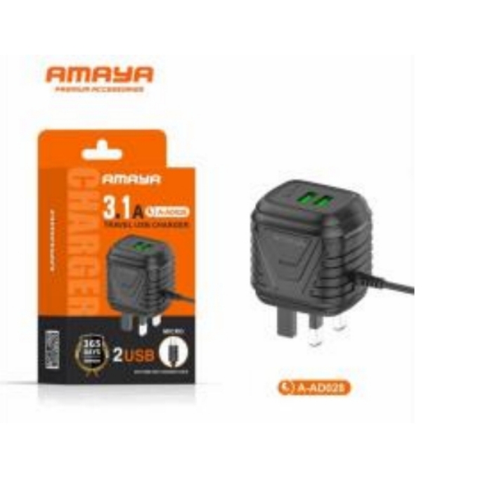 PhotoGrid_Plus_1784989406700 AMAYA AD0328-TC Dual USB Wall Charger (3.1A) - Image 1