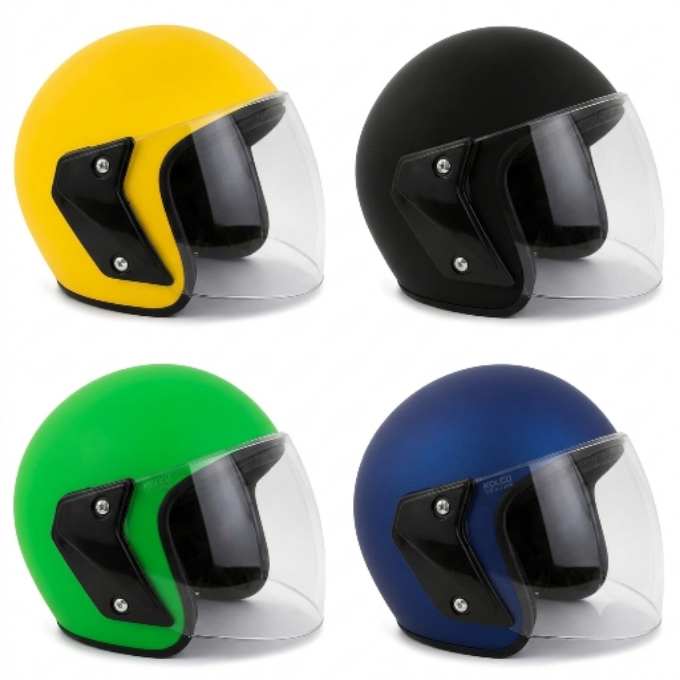 PhotoGrid_Site_1783605410115 Open-Face Motorcycle half Helmet with Clear Visor - Image 1