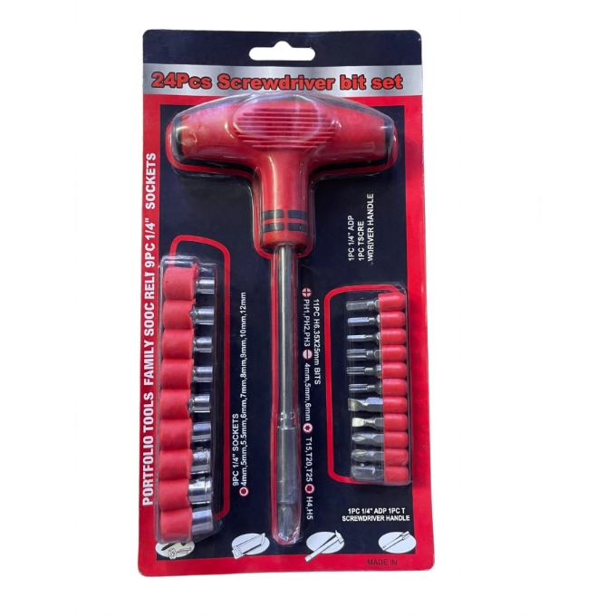 PhotoGrid_Plus_1787927714986 24-Piece Screwdriver Bit Set with T-Handle - Image 1