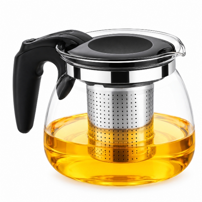 PhotoGrid_Plus_1789193910662 900ml Glass Teapot with Detachable Stainless Steel Infuser - Image 1