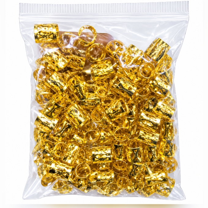 PhotoGrid_Plus_1790065754559 Gold hair Cuffs,rings, clips Beads for Braiding - Image 1