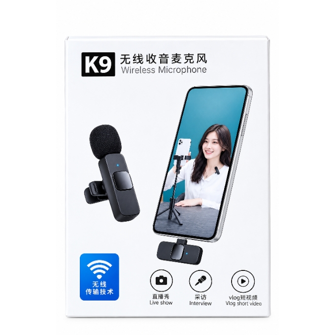 PhotoGrid_Plus_1791279739347 K9 Wireless Lavalier Microphone – Portable Clip-On Mic for Smartphone, Vlogging & Live Streaming - Image 1