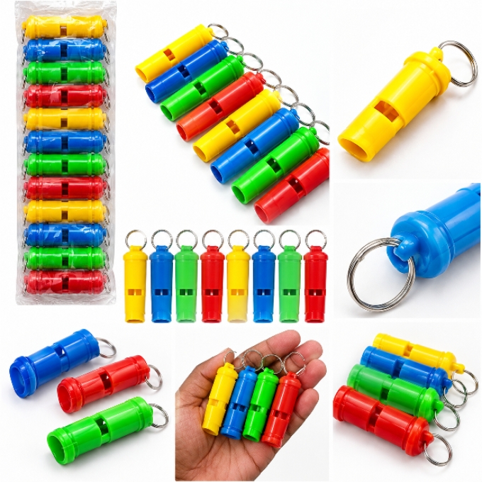 PhotoGrid_Plus_1791568236722 One piece Colourful Plastic Whistles - Image 1