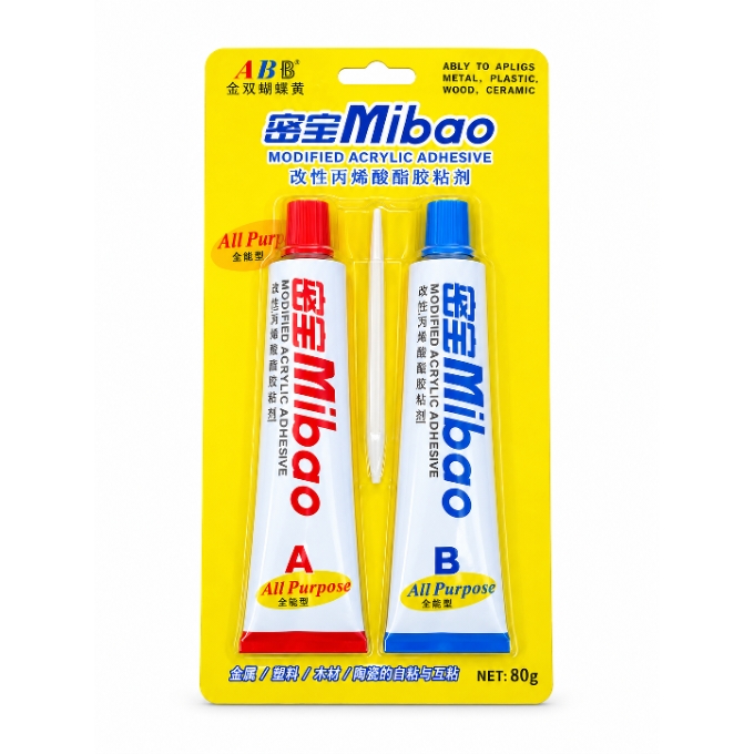 PhotoGrid_Plus_1791962119413 Mibao 80g All-Purpose Modified Acrylic Adhesive Glue – Two-Part A/B Strong Bonding Glue for Metal, Plastic, Wood and Ceramic - Image 1