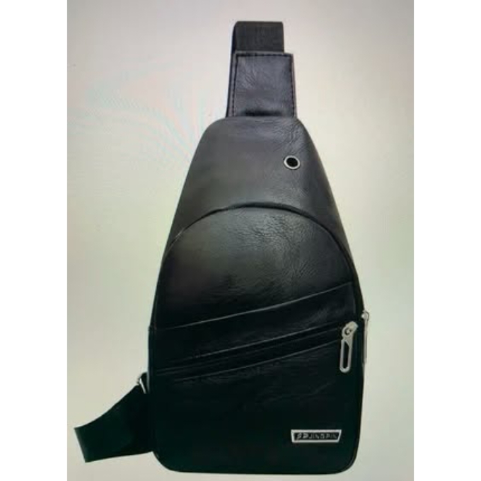 WhatsApp Image 2026-10-14 at 2.12.04 PM Unisex Chest Shoulder Black Leather Crossbody Sling Bag with Adjustable Strap - Image 1