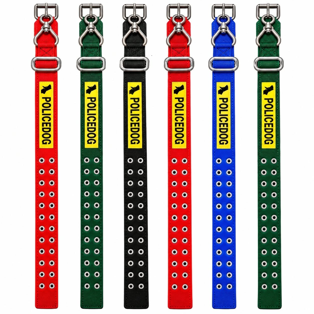 police dog leash Adjustable Police Dog Collar Strap with Metal Buckle Heavy-Duty Nylon Webbing Leash Attachment K9 Training Collar for Dogs - Image 1